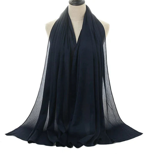 Navy Blue Crinkle Silk Hijab