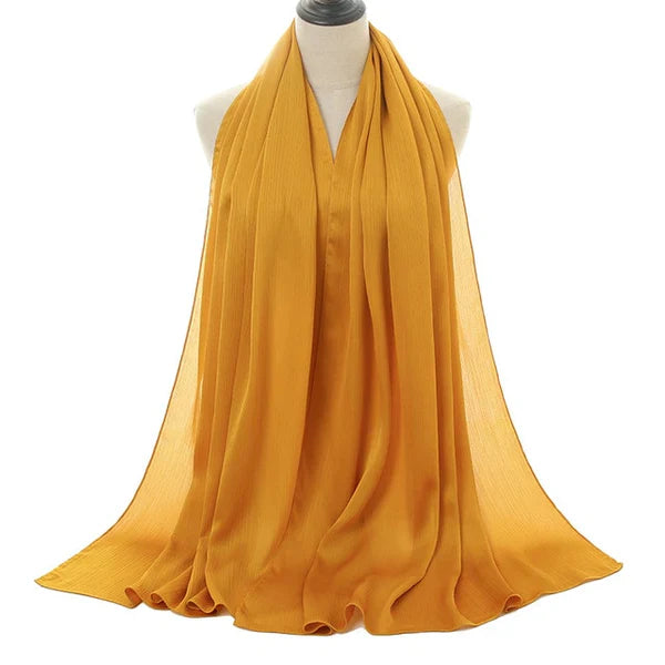 Mustard Crinkle Silk Hijab