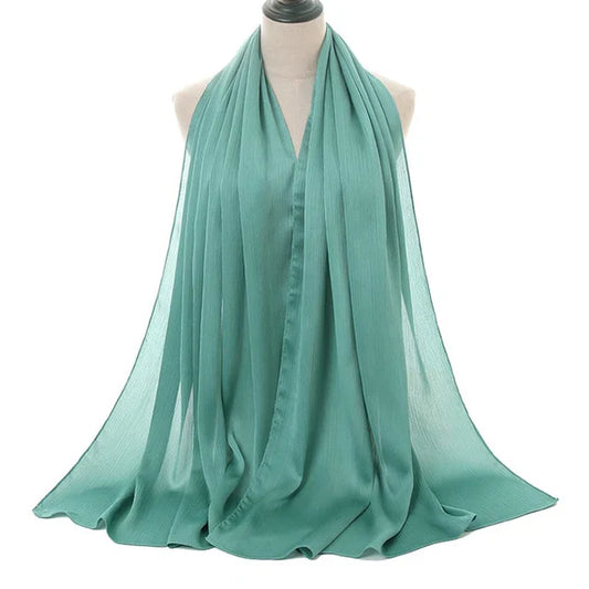 Green Crinkle Silk Hijab