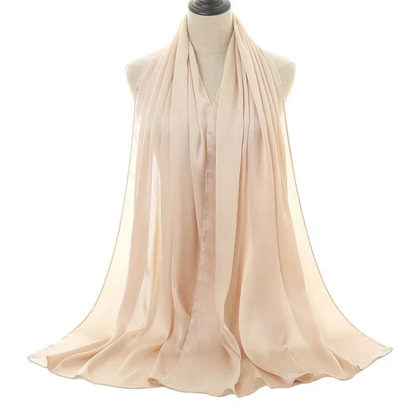 Light Nude Crinkle Silk Hijab